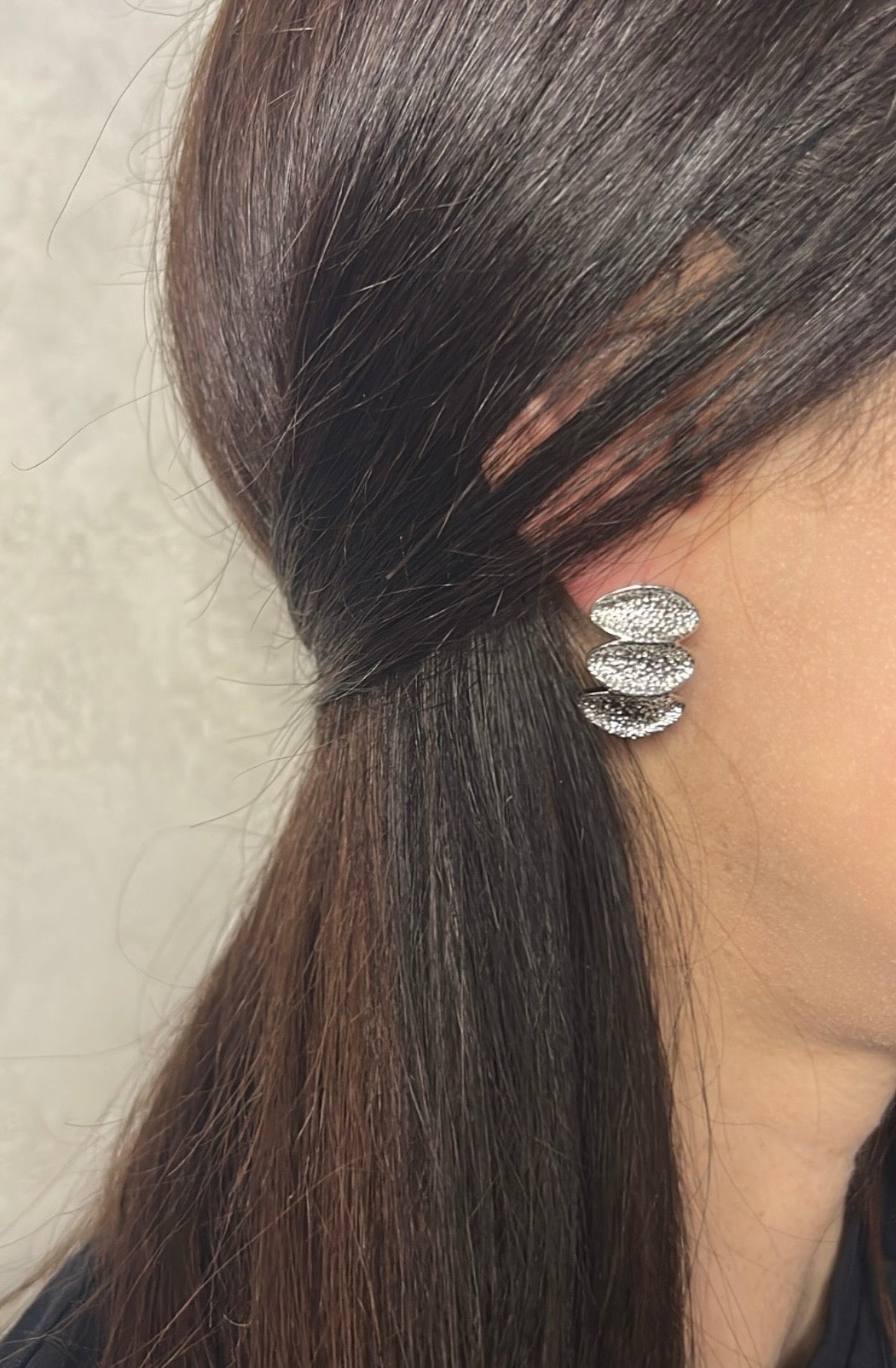 Boucles d’oreilles triples formes texturées argentées