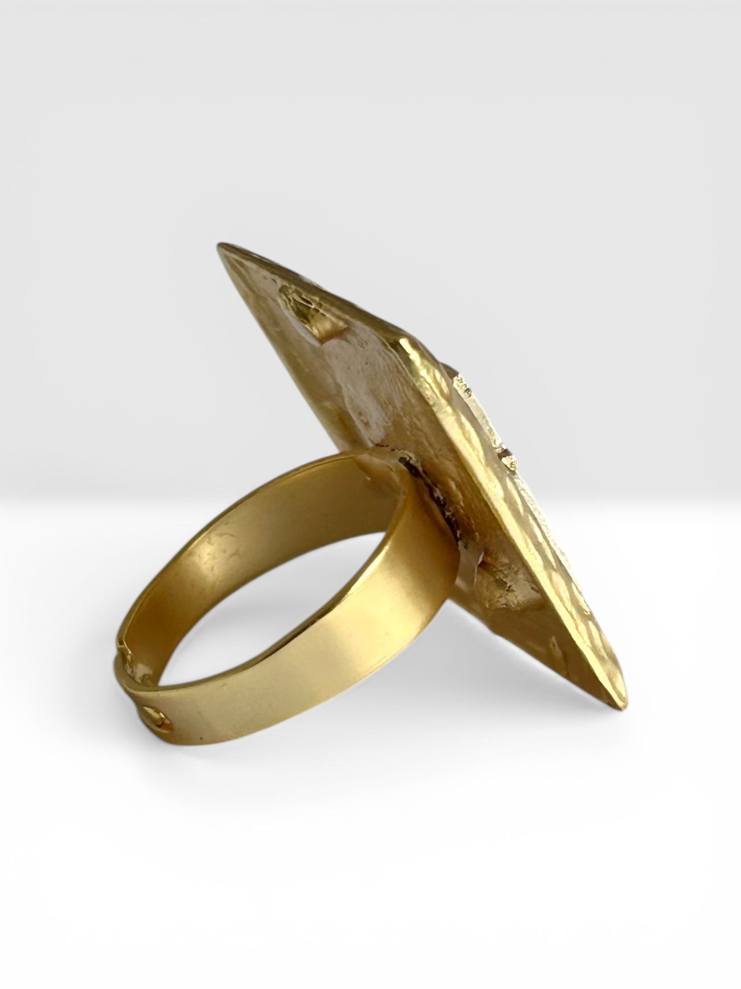 Bague carrée bicolore dorée et argentée ajustable