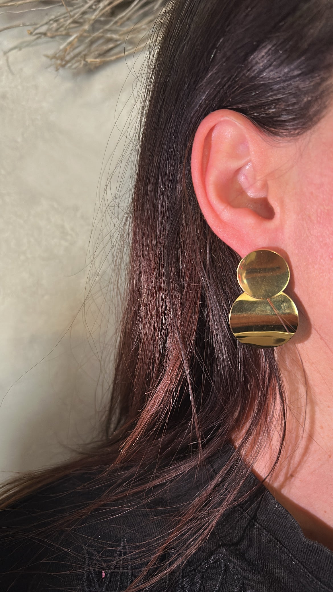 Boucles d’oreilles double disque doré effet miroir