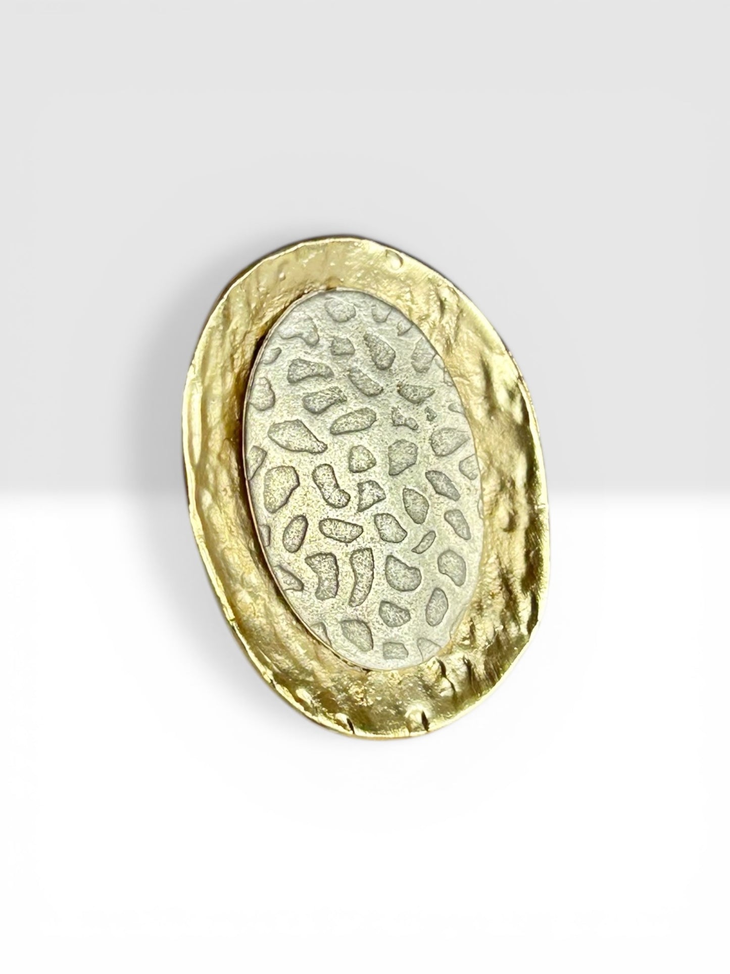 Bague ovale bicolore dorée et argentée ajustable