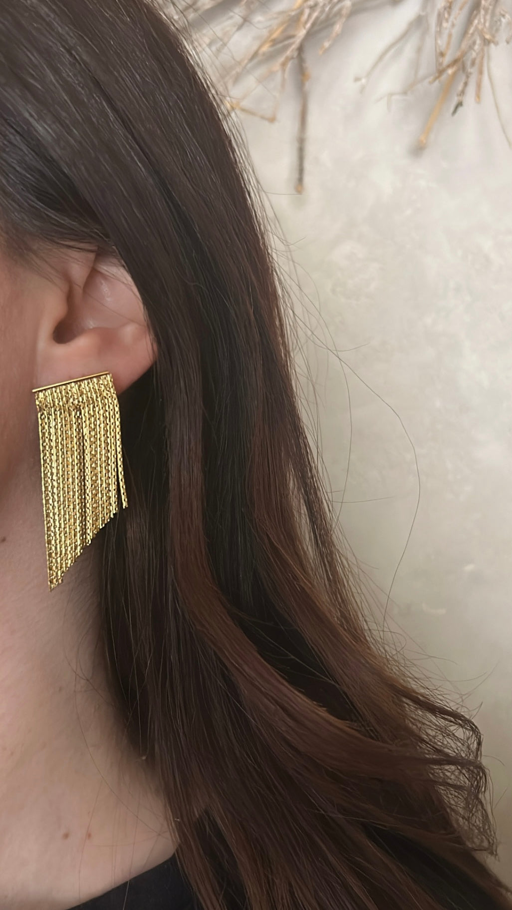 Boucles d’oreilles pendantes à pampilles dorées
