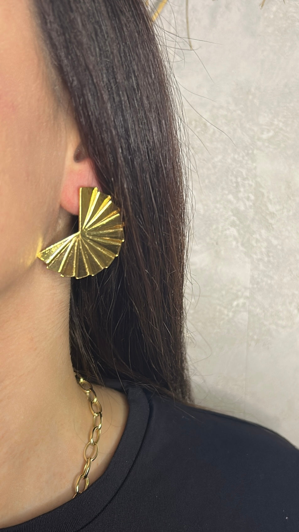 Boucles d’oreilles éventail dorées