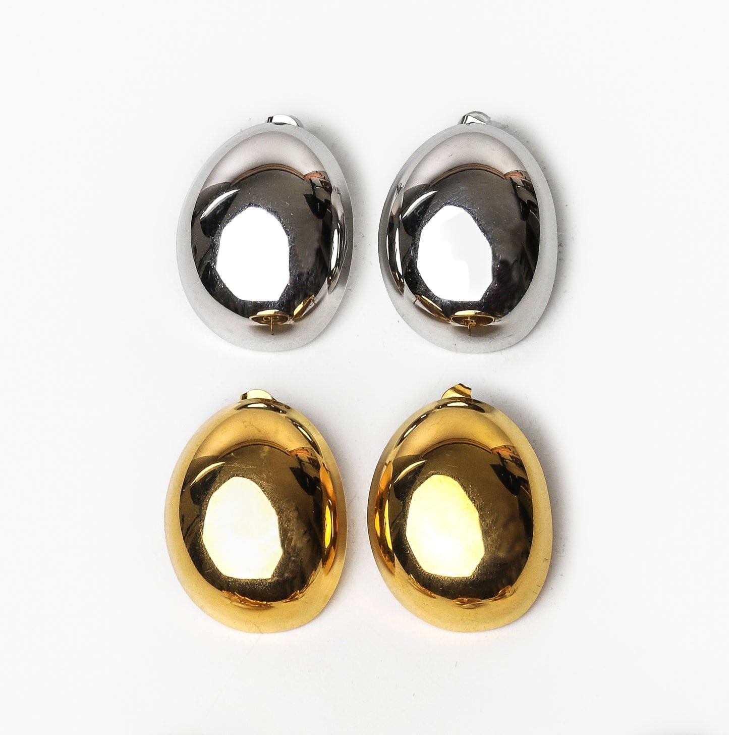 Boucles d’oreilles ovales bombées effet miroir
